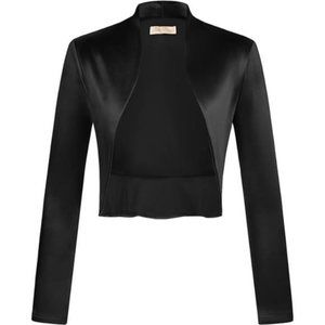 𝅺HOT Women's Vintage Cropped Shrug Bolero Cardigan, Luxury Satin-black